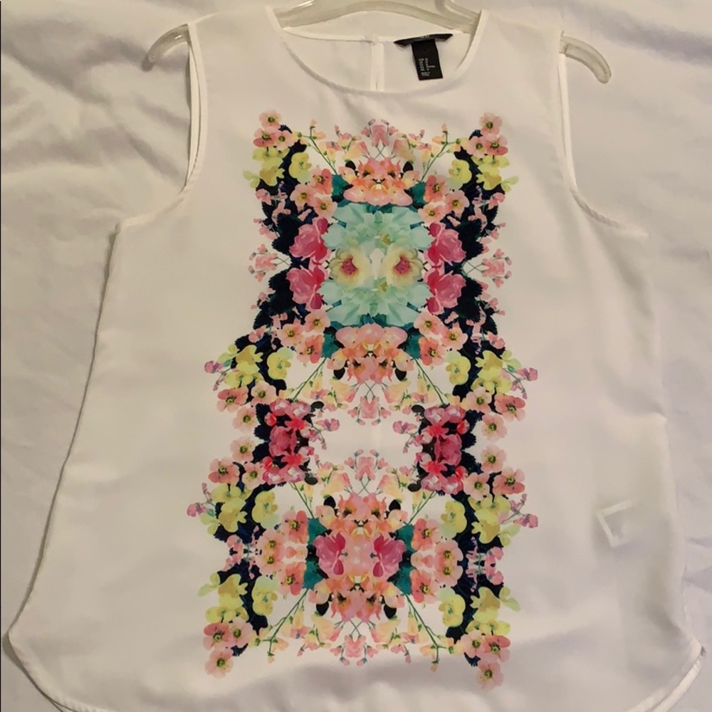 H&M White Floral silky blouse